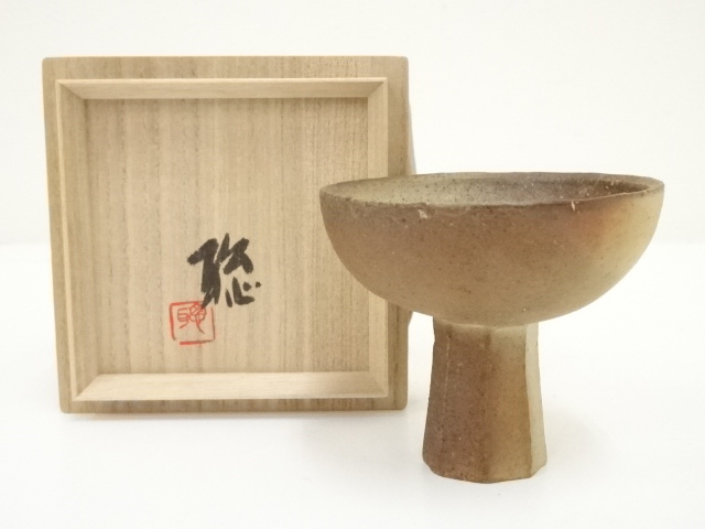 JAPANESE POTTERY / TAKATSUKI (FOOT BOWL) / BIZEN WARE / ARTISAN WORK